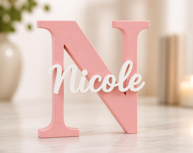 Personalised Freestanding Initial Sign, Custom Nursery Decor, Baby Name Shelf Sign