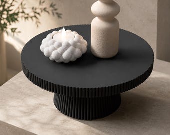 Ribbed Pedestal Tray | Modern Home Decor Stand/Tray