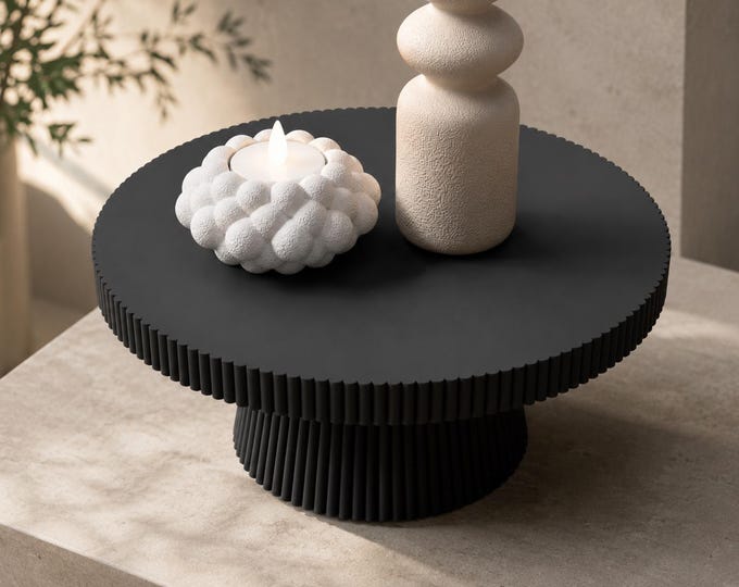 Ribbed Pedestal Tray | Modern Home Decor Stand/Tray