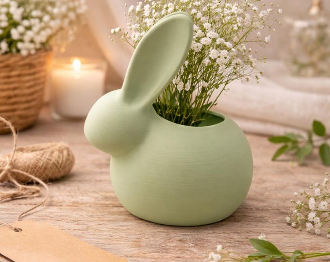 Bunny Planter – Modern Rabbit Vase, Spring Easter Decor