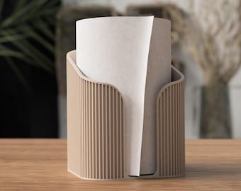 Japandi Gerippter Küchenrollenhalter | 3D Gedruckter Papierhandtuch Ständer, Minimalistisches Dekor