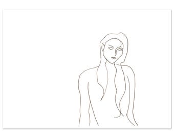 Staande vrouw minimale lijntekening kunstdruk 2