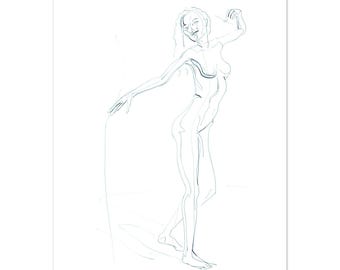 Dynamische pose-figuurlijntekening afdrukken