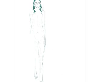 Staande vrouw figuur tekening Art Print