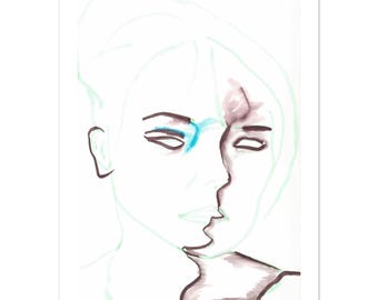 Vrouw gezicht portret minimale lijntekening kunst