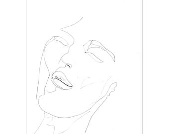 Gezichtstekening Art Print — Omgekeerd portret, expressieve lijntekeningen