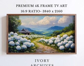 Samsung Frame TV Art, Summer Hydrangea Garden Landscape (Digital Download) 3465