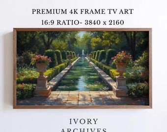 Samsung Frame TV Art, Formal Garden Reflecting Pool Summer Landscape (Digital Download) 3430