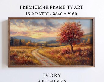 Autumn Countryside Landscape Samsung Frame TV Art, Red Tree Fall Scenery (Digital Download) 3467