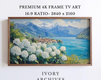 Alpine Lake Hydrangea Landscape, Samsung Frame TV Art (Digital Download) 3435
