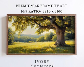 Vintage Oak Tree Samsung Frame TV Art, Pastoral Meadow (Digital Download) 3053