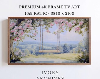 Cottage Swing Painting Samsung Frame TV Art Spring Landscape (Digital Download) 3052