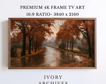 Moody Fall Landscape Samsung Frame TV Art Autumn Window View (Digital Download) 3514