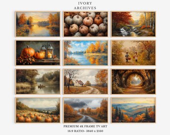 Fall Landscape Frame TV Art Set of 36, Autumn Farmhouse Decor (Digital Download) 3725