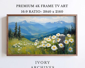 Vintage Mountain Wildflower Landscape Samsung Frame TV Art (Digital Download) 3475