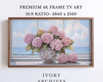 Pink Hydrangeas Vase Samsung Frame TV Art Cottage Decor (Digital Download) 2483