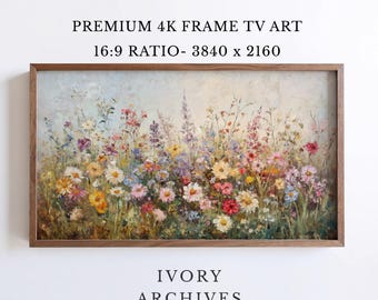 Wildflower Meadow Samsung Frame TV Art, Vintage Cottage Garden (Digital Download) 2293