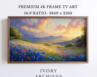 Wildflower Meadow Landscape Samsung Frame TV Art, Spring Sunset (Digital Download) 2441