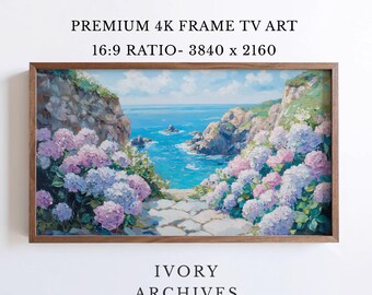 Coastal Hydrangea Garden Path, Samsung Frame TV Art (Digital Download) 3434