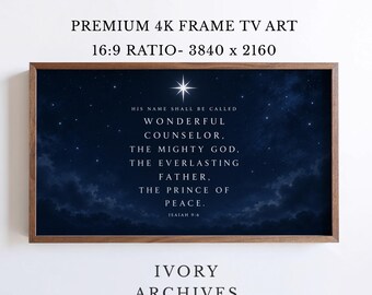 Scripture Christmas Frame TV Art, Isaiah 9:6 Wonderful Counselor,  Glowing Star Scripture (Digital Download) 4098