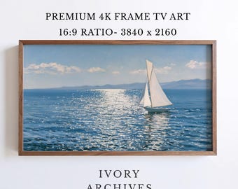 Vintage Sailboat Painting Samsung Frame TV Art Coastal Nautical (Digital Download) 3464