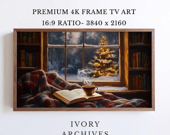Cozy Window Reading Nook Christmas Frame TV Art Winter Holiday (Digital Download) 3803