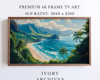 Tropical Coastline Samsung Frame TV Art, Kauai Beach Landscape (Digital Download) 3389