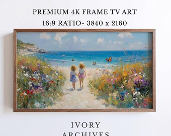 Coastal Wildflower Samsung Frame TV Art, Summer Beach Path (Digital Download) 2964