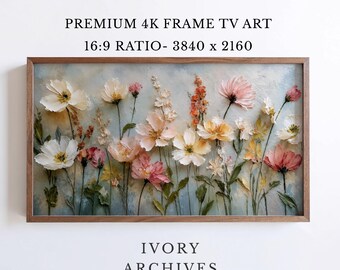 Wildflower Meadow Samsung Frame TV Art, Soft Textured Floral (Digital Download) 3021