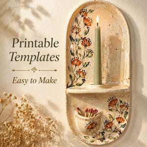 Pottery Candle Holder Template, Printable Ceramic Pattern, DIY Clay Wall Decor (PDF Download)