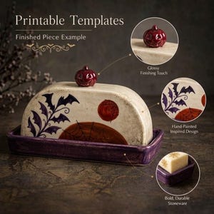 Butter Dish Pottery Template, Printable Slab Building PDF Pattern with Step-by-Step Instructions