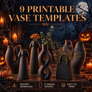 9 Modern Vase Templates, Slab Pottery PDF Patterns, DIY Clay Vase Designs (Digital Download)
