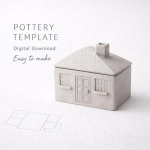 Ceramic House Spice Jar Template, Slab Pottery Pattern, DIY Clay Box (Digital Download)