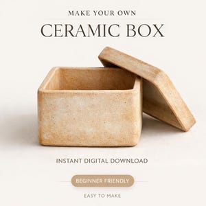 Handmade Ceramic Box with Lid, Minimalist Jewelry Storage, Pottery Container (Digital Download)