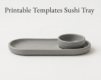 Sushi Plate Pottery Template – DIY Ceramic Slab Pattern with Soy Sauce Dish (Digital Download)