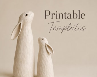 Bunny Printable Template | Ceramic Rabbit Pattern PDF | Easter Craft Sculpture (Digital Download)