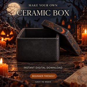 Handmade Ceramic Box with Lid, Minimalist Jewelry Storage, Pottery Container (Digital Download)