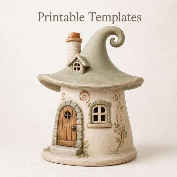 Fairy House Pottery Template, Slab Clay PDF Pattern, Whimsical Ceramic House (Digital Download)