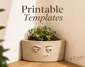 Corner Face Planter Pottery Template, Slab Building Ceramic Pot Pattern (Digital Download)