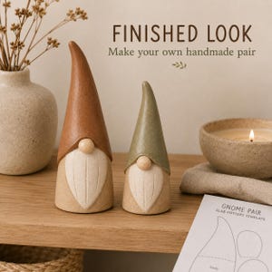 Slab Pottery Gnome Pair Template, Printable Ceramic Pattern (PDF Download) image 2