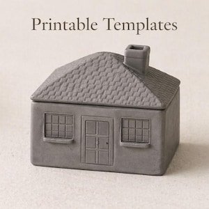 Plantilla para tarro de especias de cerámica con forma de casa, patrón para losas de cerámica, caja de arcilla para manualidades (descarga digital)