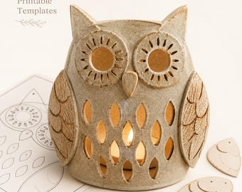 Owl Pottery Template, Slab Building Lantern Candle Holder, Printable Ceramic Pattern PDF, Digital Download