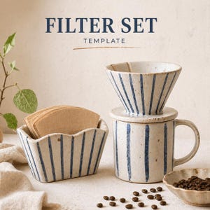 V60 Kaffefilterset Keramikmall, Mönster för Dropphållare för Platta (Digital Nedladdning)