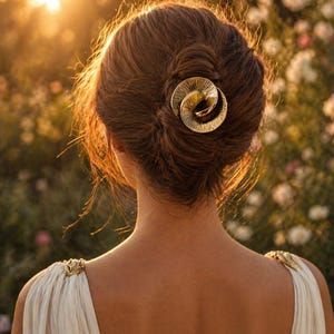 Horquilla Pelo Diosa Griega, Espiral Dorada 3D, Accesorio De Pelo Bodas, Estilo Celestial Joyería para el Cabello