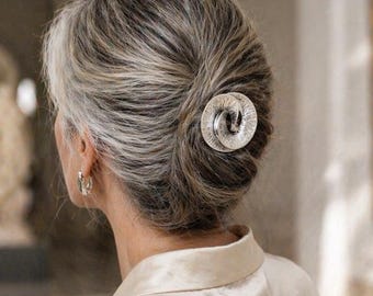 Horquilla de Plata para Pelo Grueso, Pasador Antirotura con Espiral 3D, Sujeta Moños Resistente para Pelo Canoso y Platino