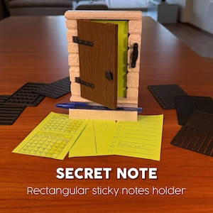 Unique Door Sticky Note Holder 3x5 Post It Dispenser with Stencils Desk Organizer
