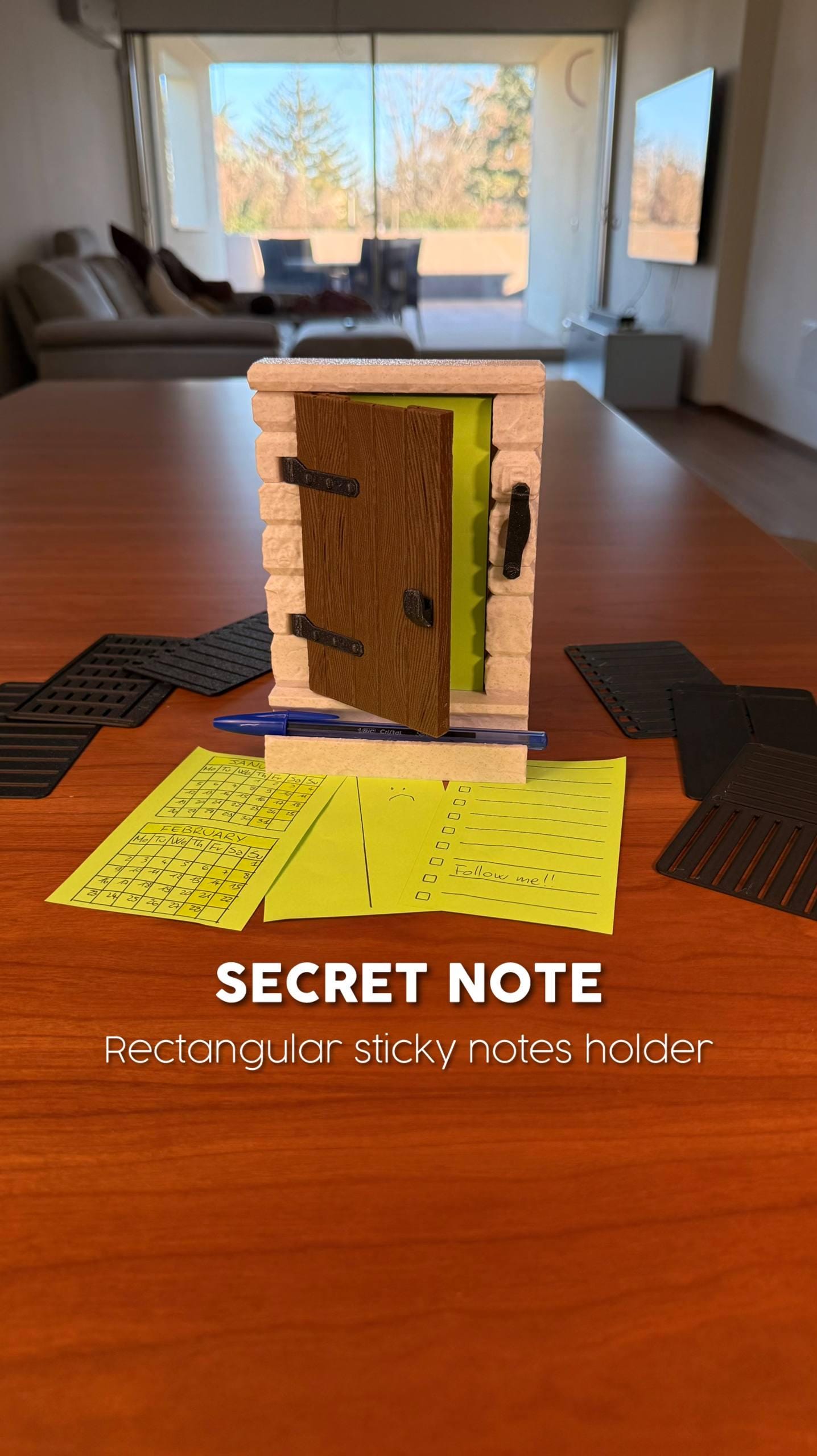 Unique Door Sticky Note Holder 3x5 Post It Dispenser With Stencils Desk ...