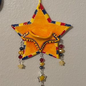 Star Patches Small Wall Pocket Decor Handmade Hand-painted