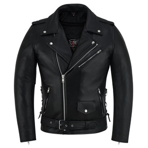 Chaqueta de motociclista de piel de vacuno desgastada – Brando Biker Style