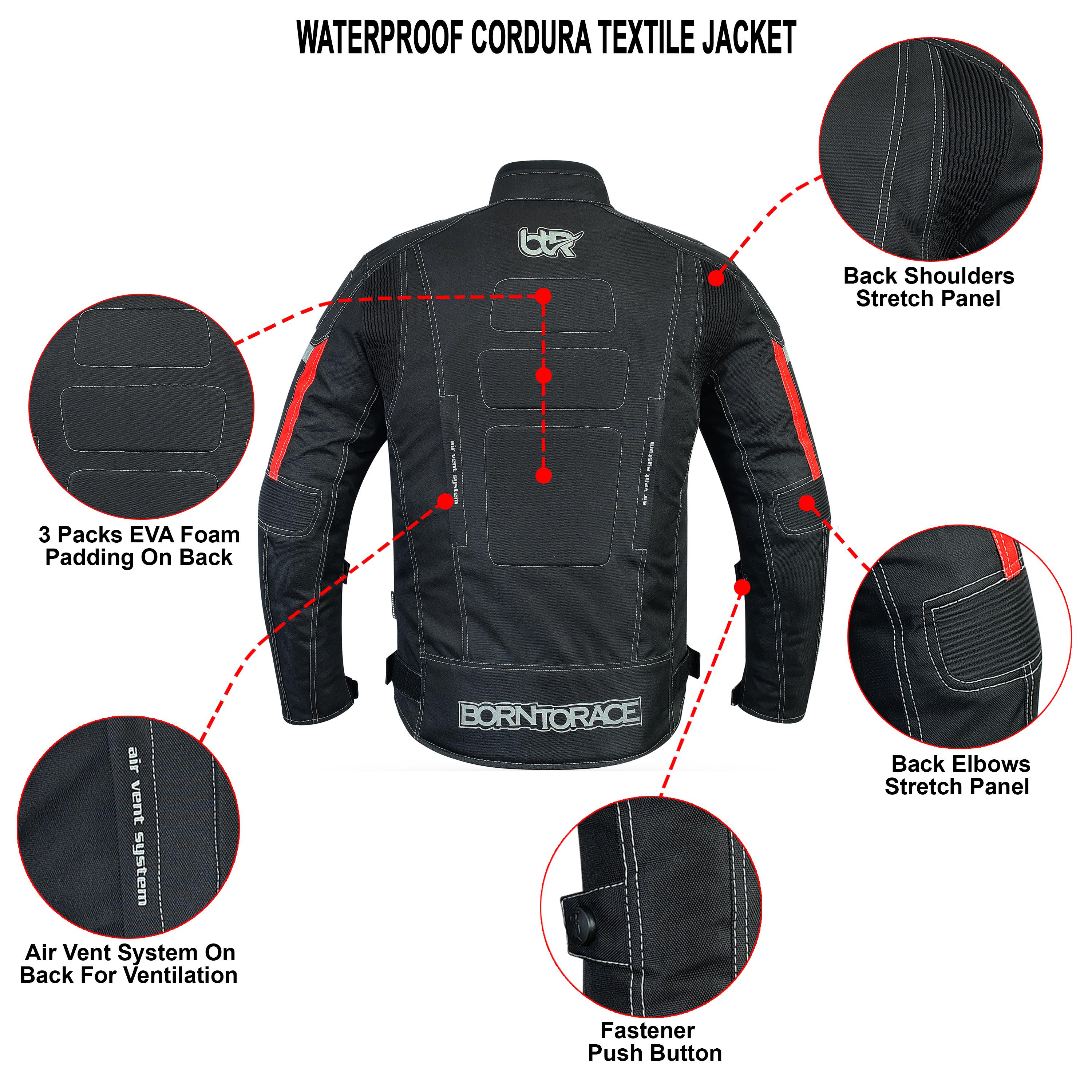 Motorcycle Riding Padding Men’s Cordura Motorcycle Jacket – Waterproof Touring Riding Coat With ...